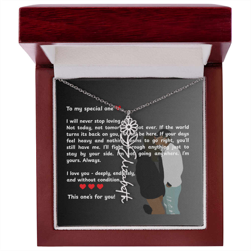 Personalized This One's For You Flower Name Necklace