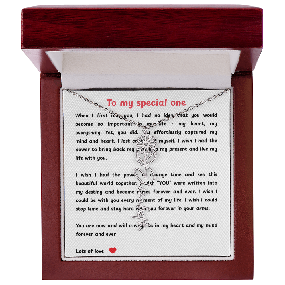 Personalized To My Special One Flower Name Necklace