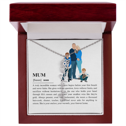 Personalized Mum Flower Name Necklace