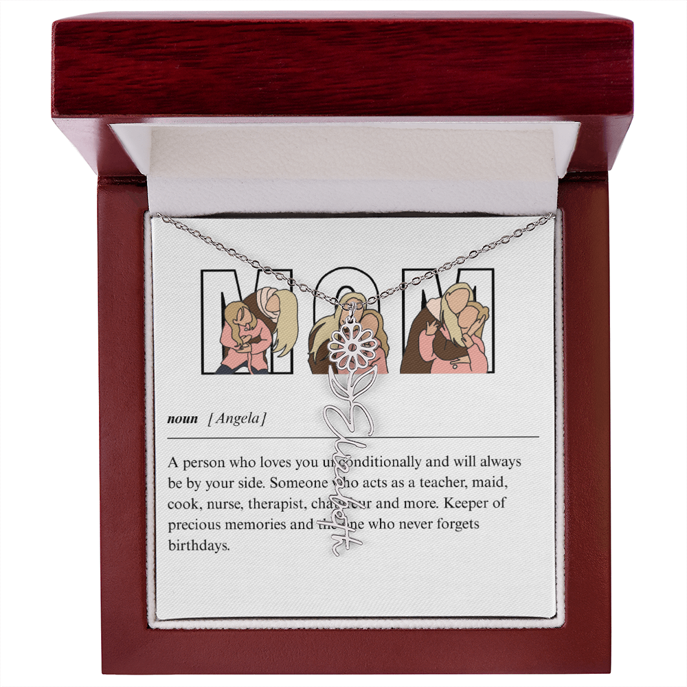 Personalized Mom Flower Name Necklace