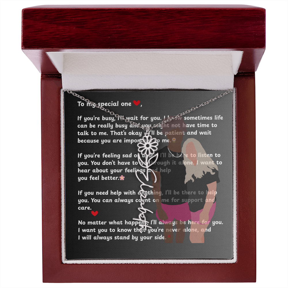 Personalized To My Special One Flower Name Necklace