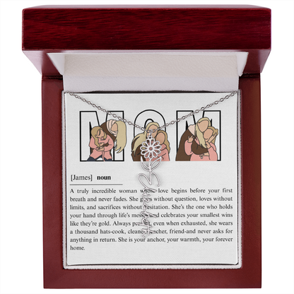 Personalized Mom Flower Name Necklace