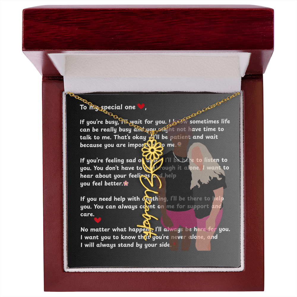Personalized To My Special One Flower Name Necklace