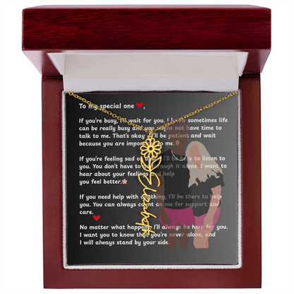 Personalized To My Special One Flower Name Necklace