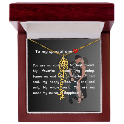 Personalized To My Special One Flower Name Necklace