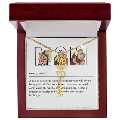 Personalized Mom Flower Name Necklace