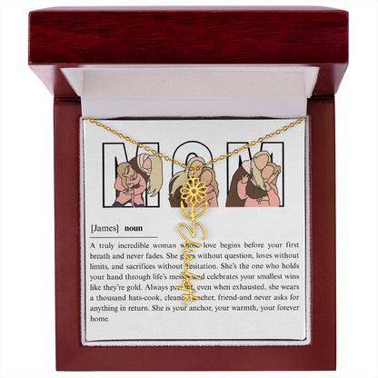 Personalized Mom Flower Name Necklace