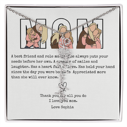 Personalized Mom Flower Name Necklace