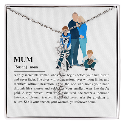 Personalized Mum Flower Name Necklace