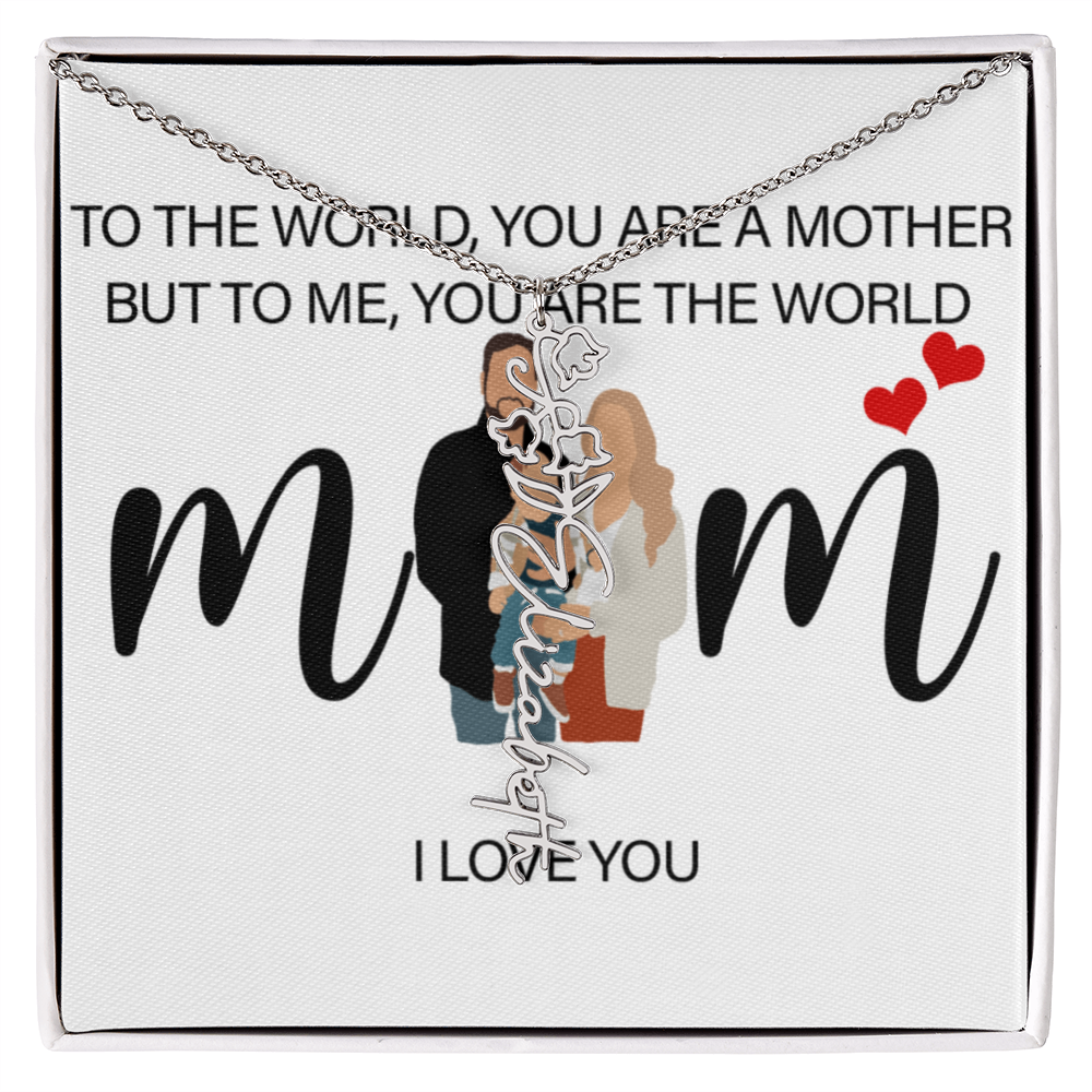 Personalized Mom Flower Name Necklace
