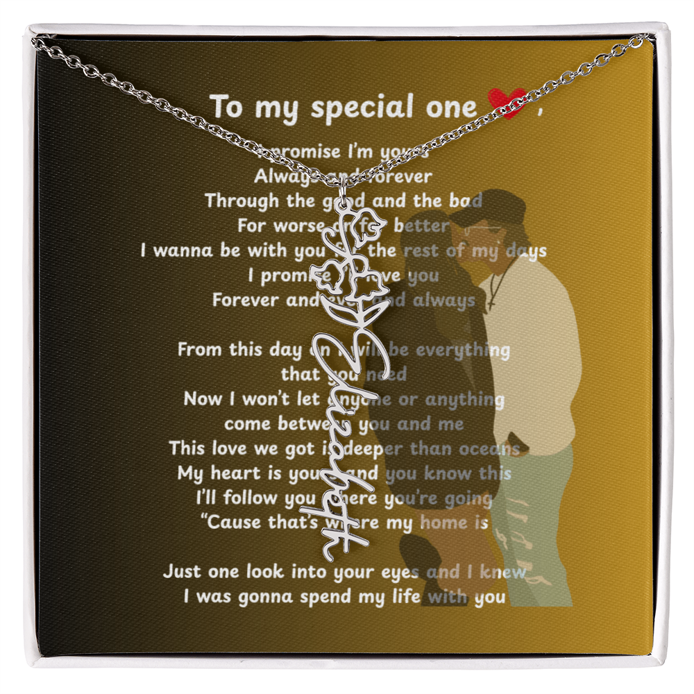 Personalized To My Special One Flower Name Necklace