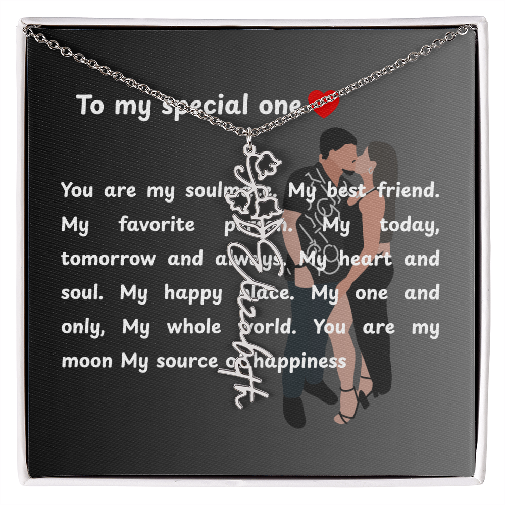 Personalized To My Special One Flower Name Necklace