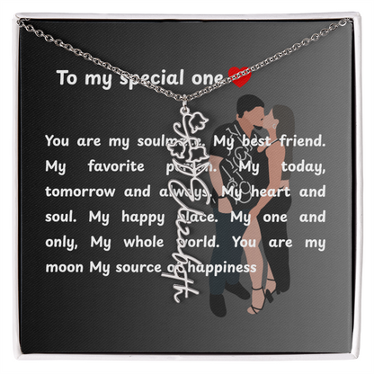 Personalized To My Special One Flower Name Necklace