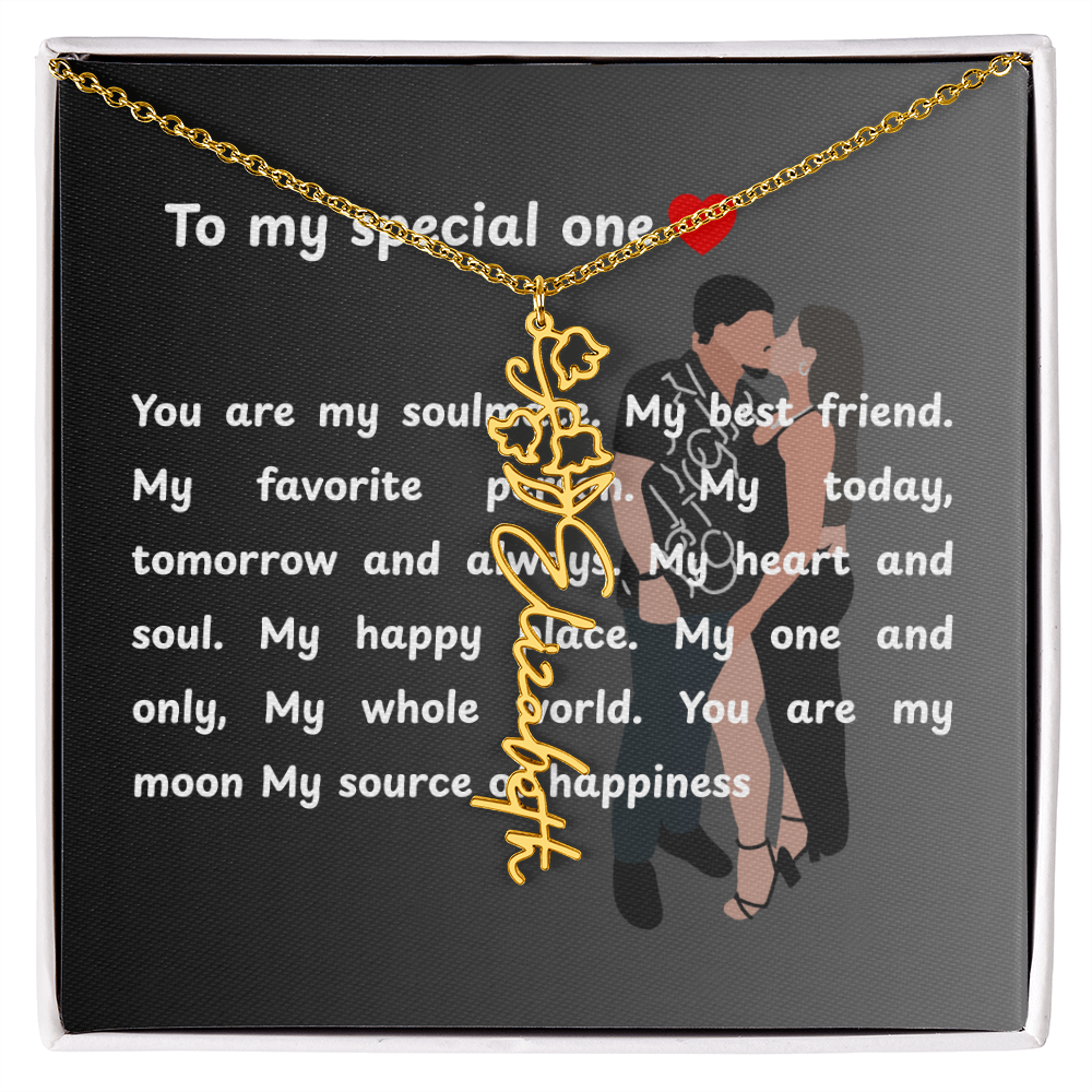 Personalized To My Special One Flower Name Necklace