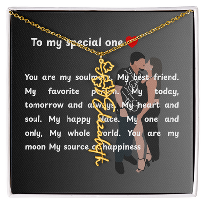 Personalized To My Special One Flower Name Necklace