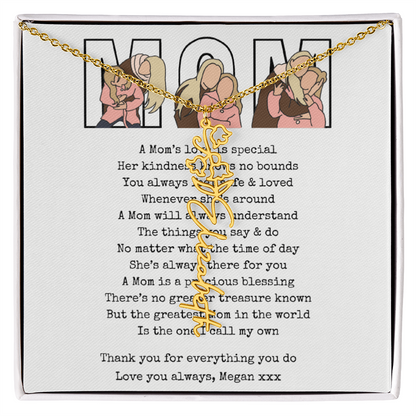 Personalized Mom Flower Name Necklace