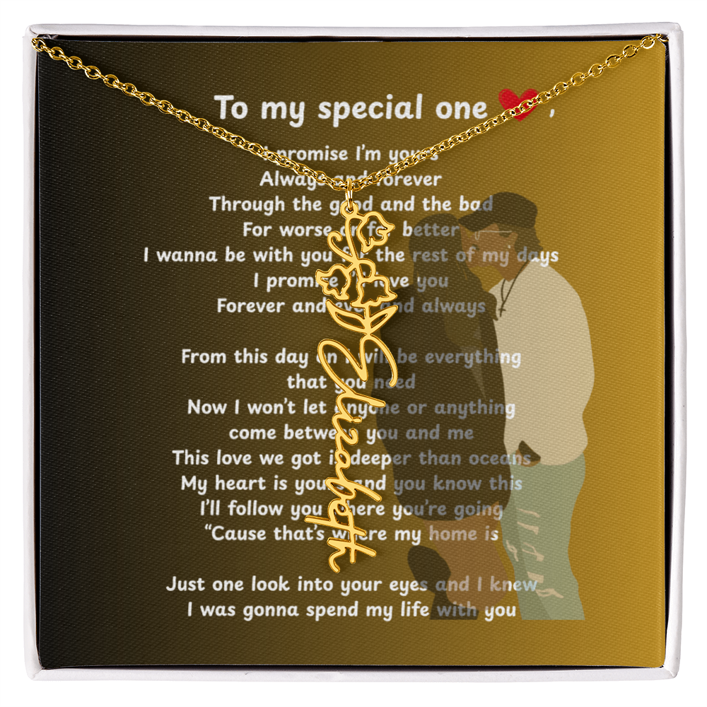 Personalized To My Special One Flower Name Necklace