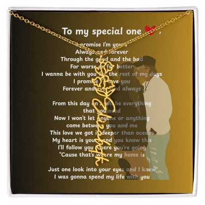 Personalized To My Special One Flower Name Necklace