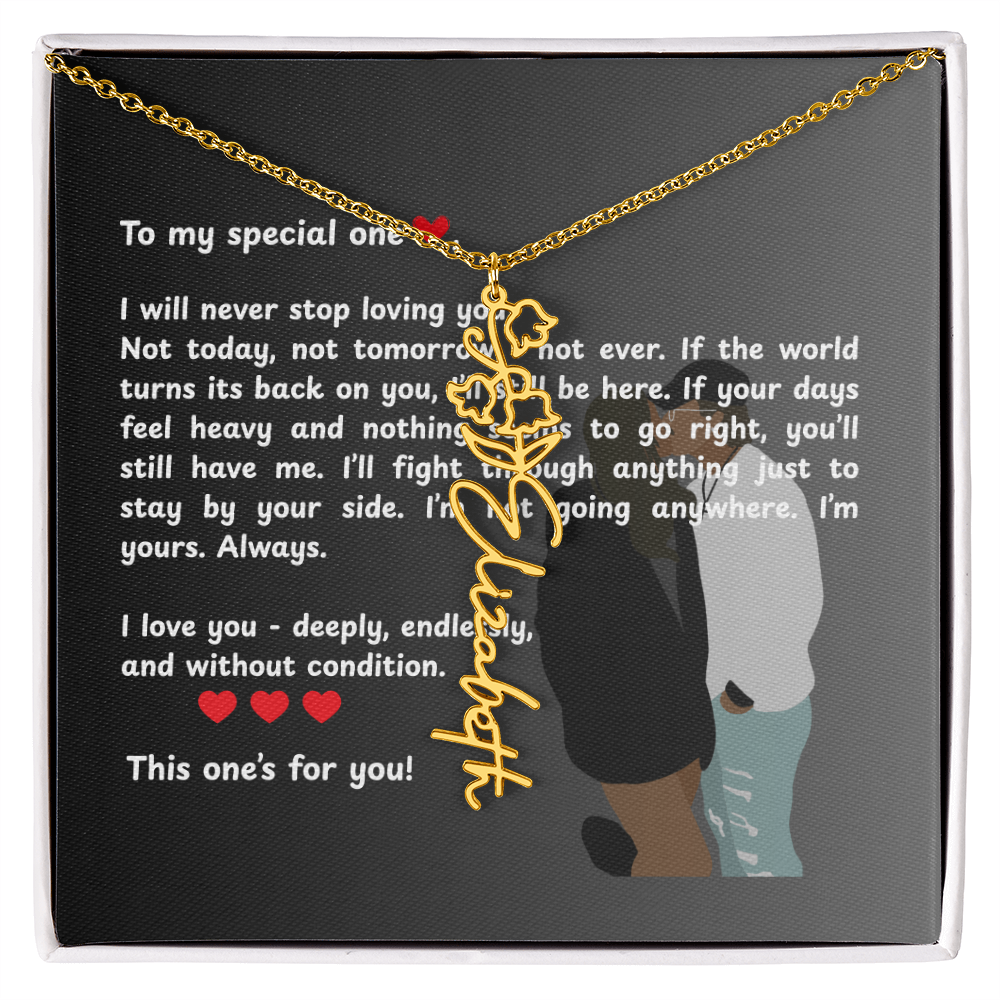 Personalized This One's For You Flower Name Necklace
