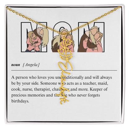 Personalized Mom Flower Name Necklace