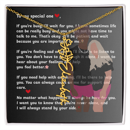 Personalized To My Special One Flower Name Necklace