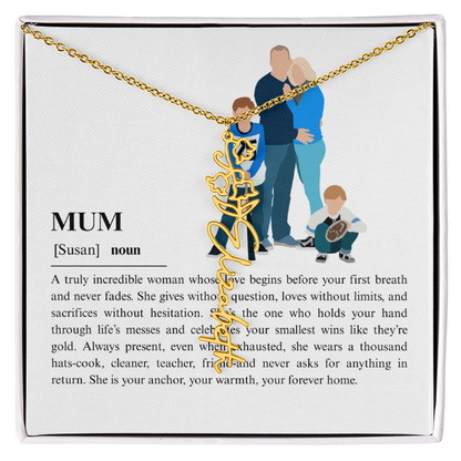 Personalized Mum Flower Name Necklace