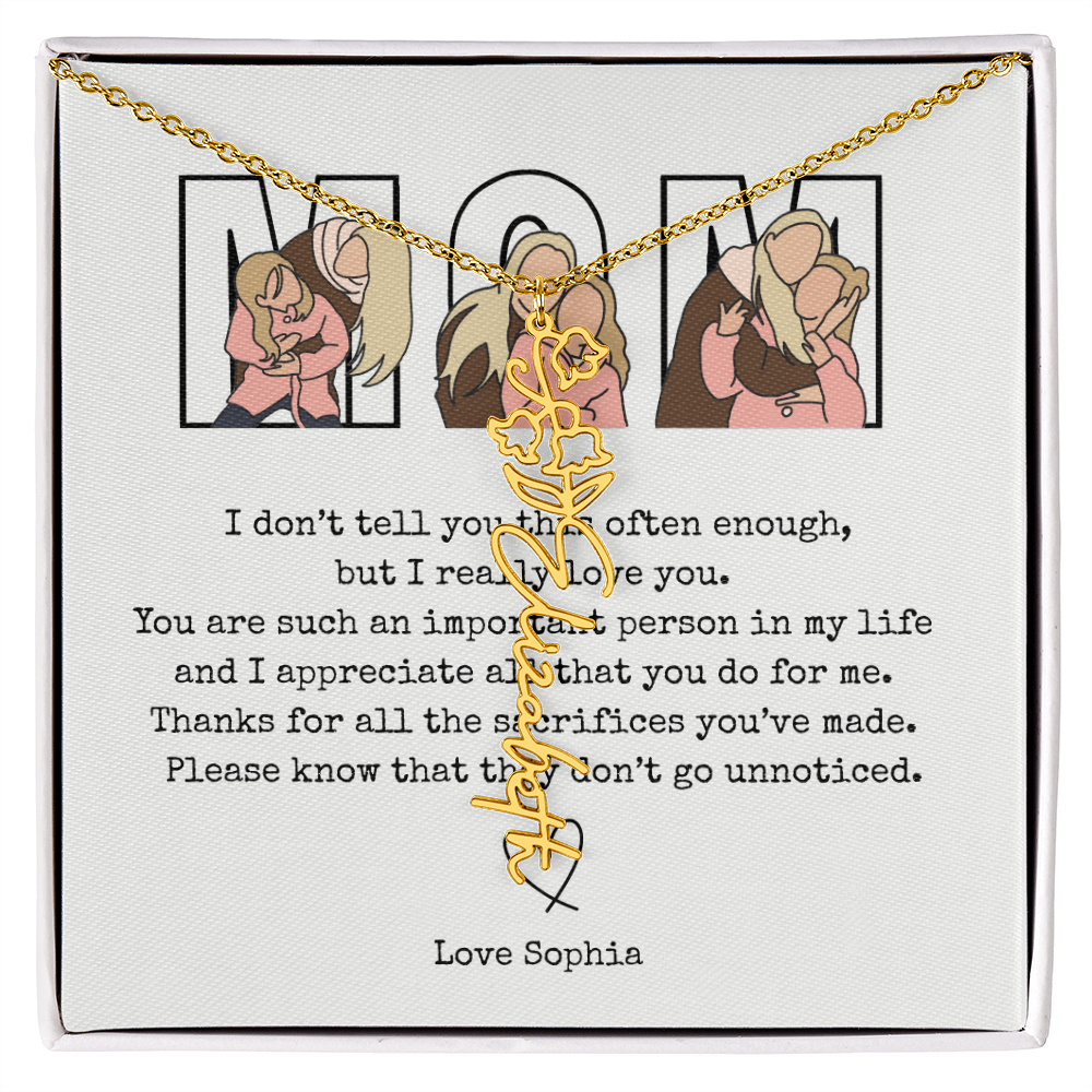Personalized Mom Flower Name Necklace