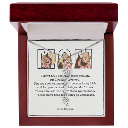 Personalized Mom Flower Name Necklace