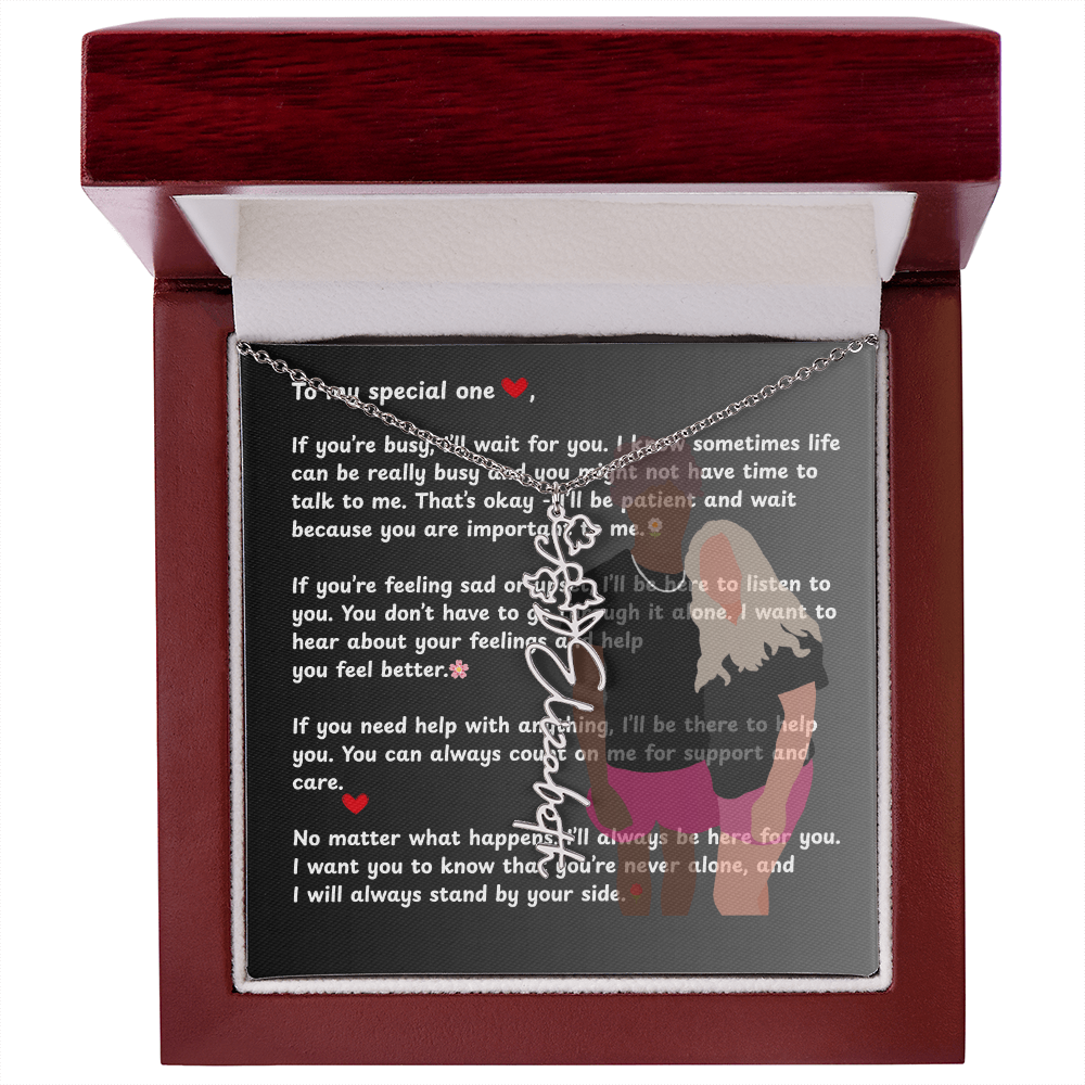 Personalized To My Special One Flower Name Necklace