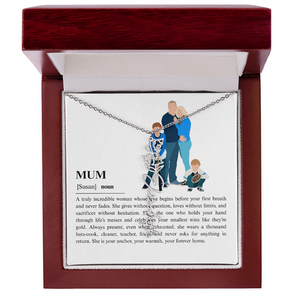 Personalized Mum Flower Name Necklace