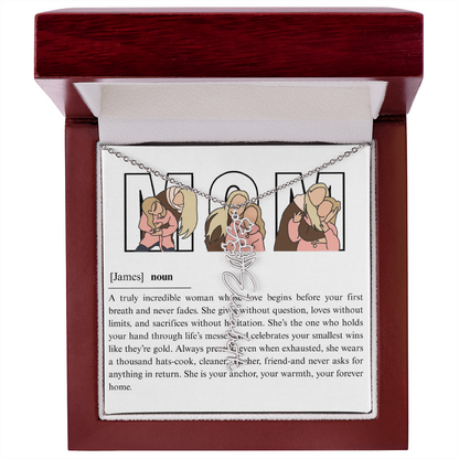 Personalized Mom Flower Name Necklace