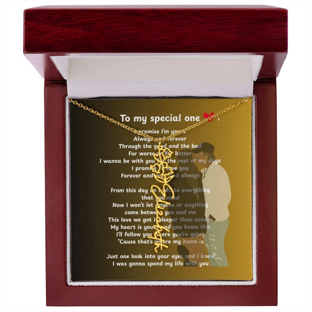 Personalized To My Special One Flower Name Necklace