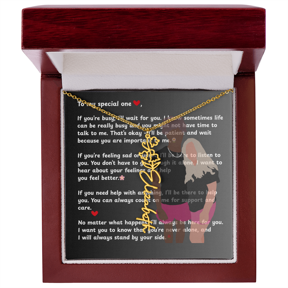 Personalized To My Special One Flower Name Necklace
