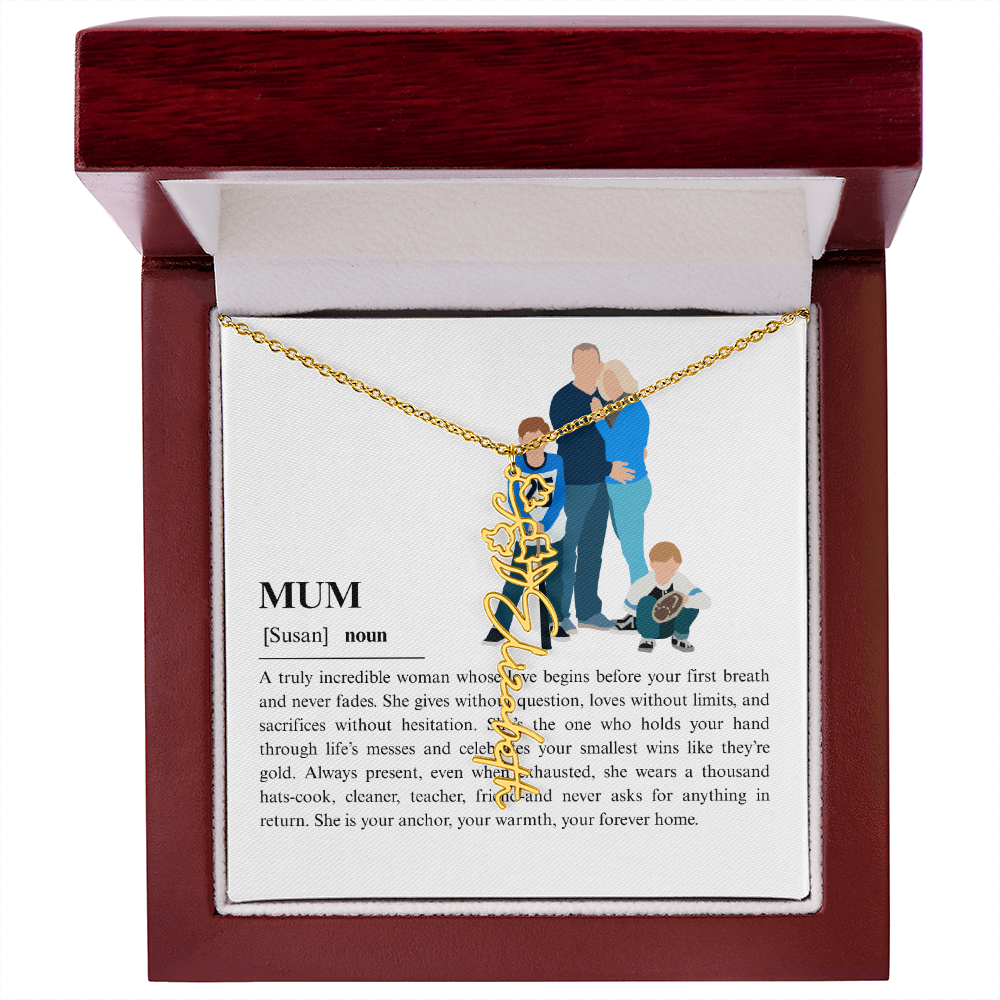 Personalized Mum Flower Name Necklace