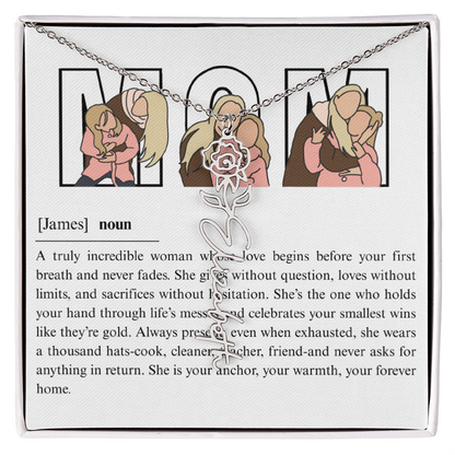 Personalized Mom Flower Name Necklace