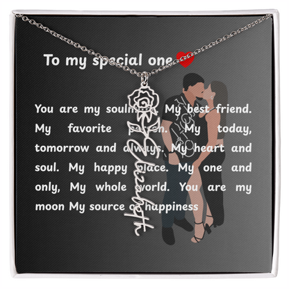 Personalized To My Special One Flower Name Necklace