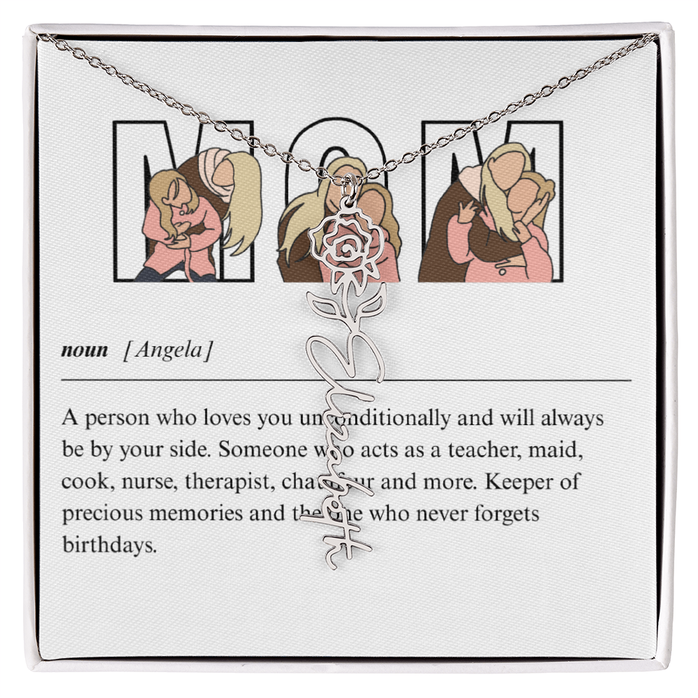 Personalized Mom Flower Name Necklace