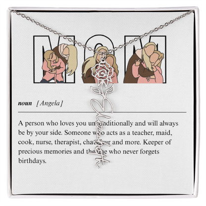 Personalized Mom Flower Name Necklace