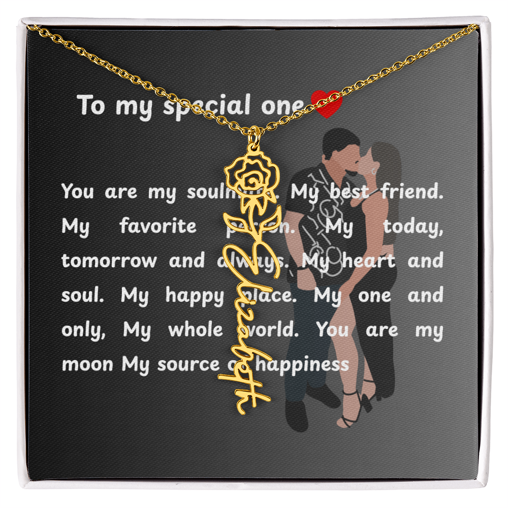 Personalized To My Special One Flower Name Necklace