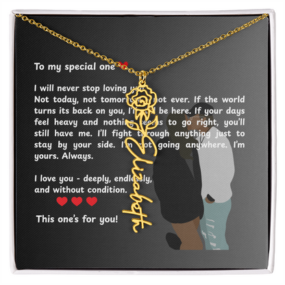 Personalized This One's For You Flower Name Necklace