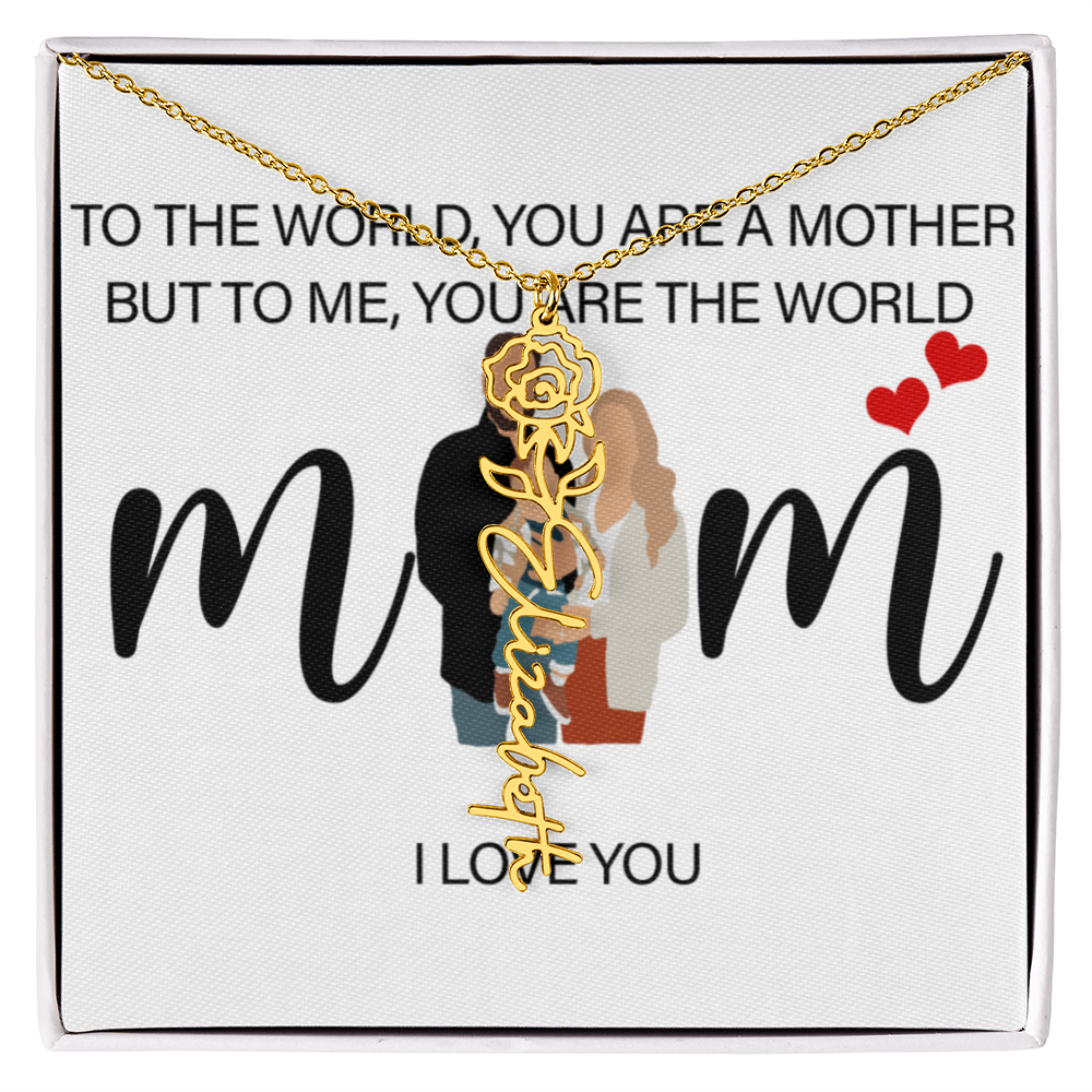 Personalized Mom Flower Name Necklace