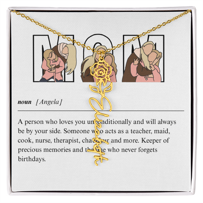 Personalized Mom Flower Name Necklace