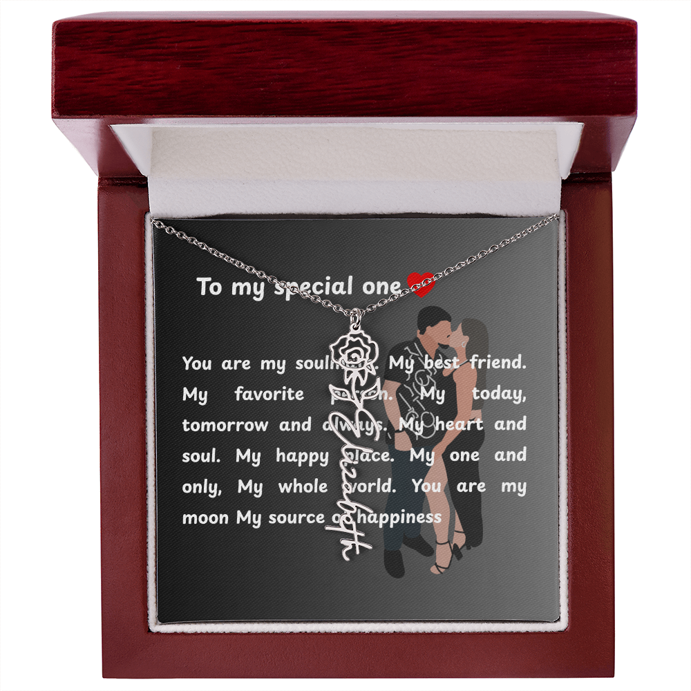 Personalized To My Special One Flower Name Necklace