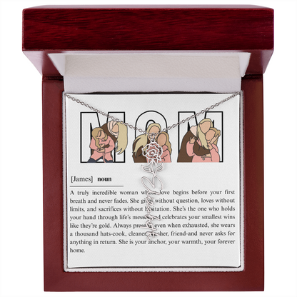 Personalized Mom Flower Name Necklace