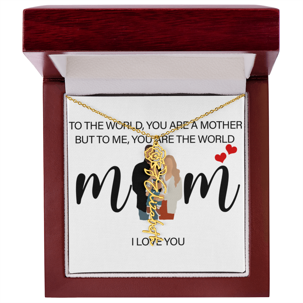Personalized Mom Flower Name Necklace