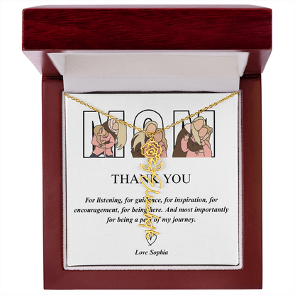 Personalized Mom Thank You Flower Name Necklace