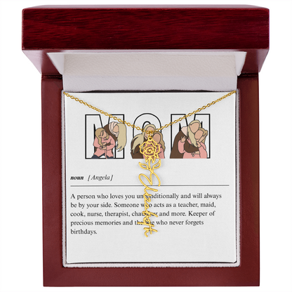 Personalized Mom Flower Name Necklace
