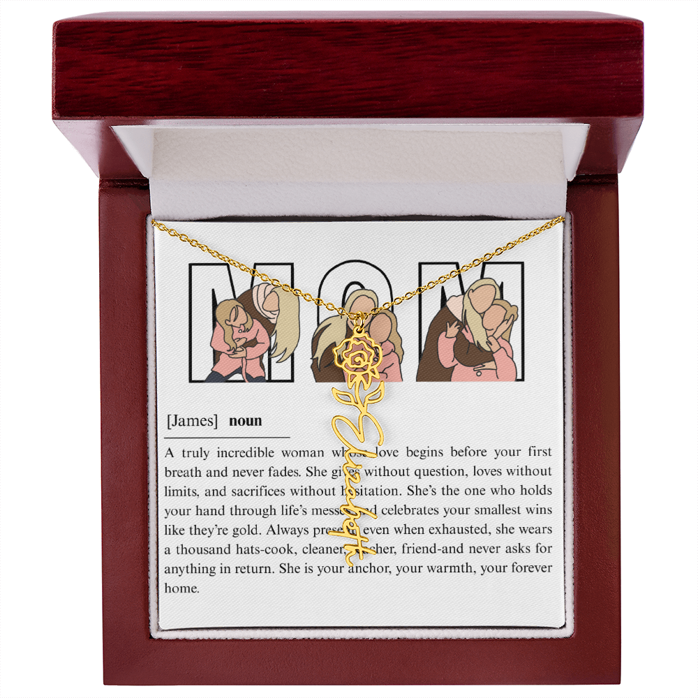 Personalized Mom Flower Name Necklace