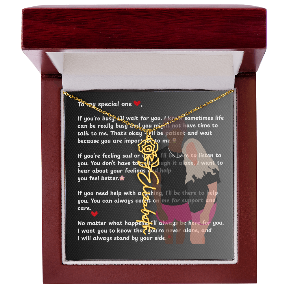 Personalized To My Special One Flower Name Necklace