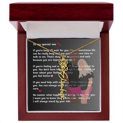 Personalized To My Special One Flower Name Necklace